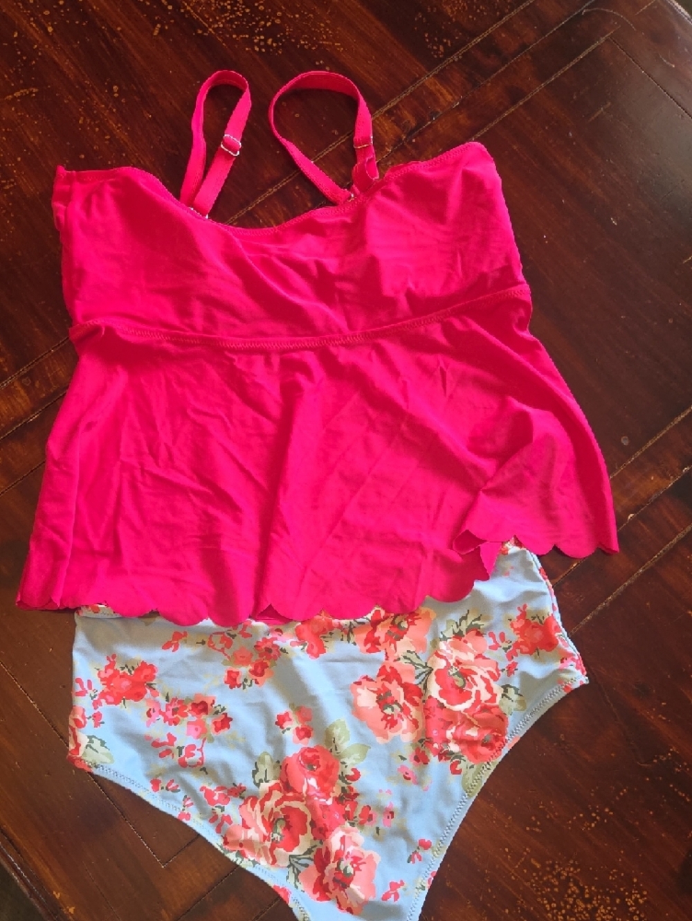 Bright Pink Floral Two-Piece Swim Set - Picture 4 of 7
